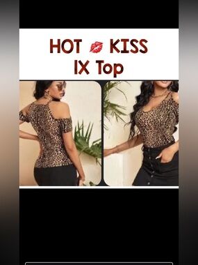 Hot Kiss🔥1X Cold Shoulder Leopard Print Women'Stretchy Top in Great condition